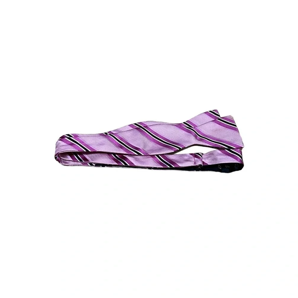 Nicole Miller Pink Striped Silk Bow Tie